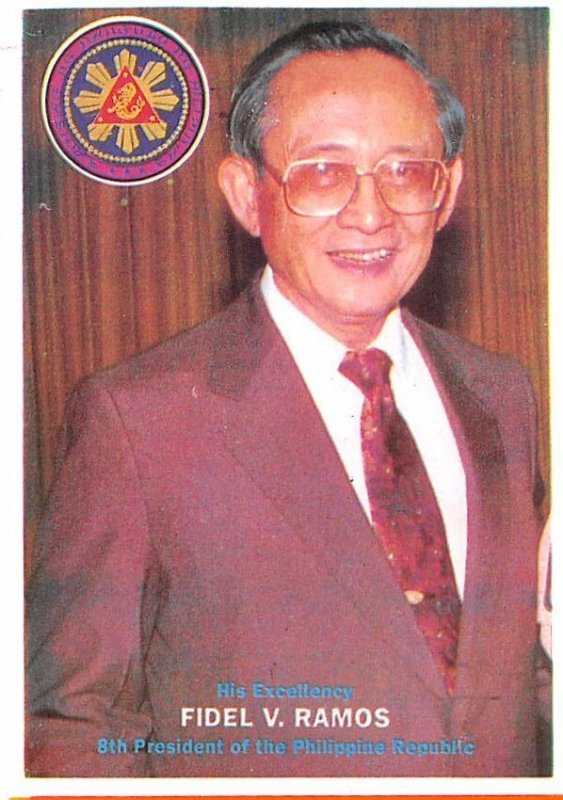 Fidel V Ramos Eighth President of the Philippine Republic Non Postcard Backing 