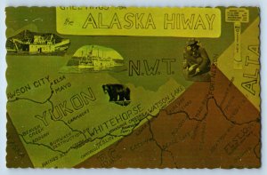 Yukon Canada Postcard Alaska Hiway Map Wilderness Route to Northland c1960's