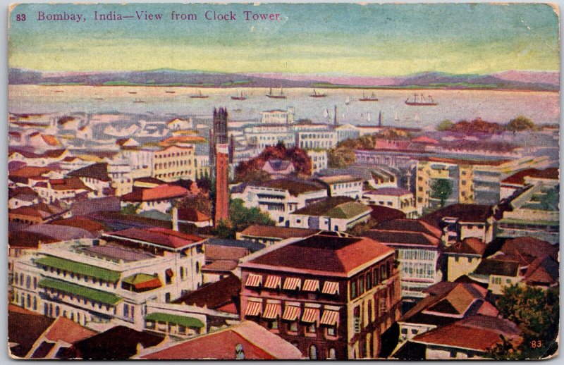 Bombay India IN, The Rajabai Tower, South Mumbai India, Vintage Postcard