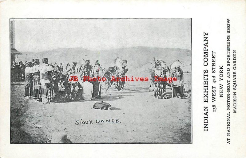 Native American Sioux Indians Dance, Indian Exhibits Company New York City Ad