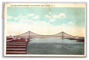 Delaware River Bridge Philadelphia to Camden New Jersey NJ WB Postcard Y10