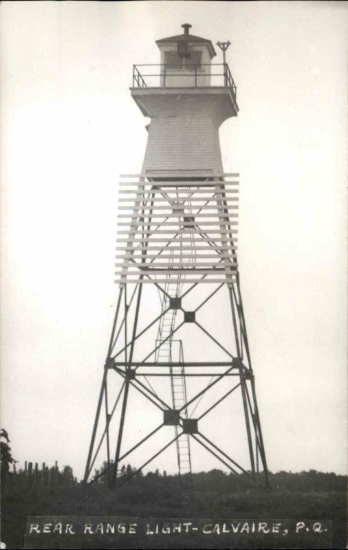 Rear Range Lighthouse Calvaire Quebec Real Photo Postcard