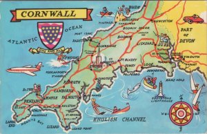Map Postcard - Map of Cornwall & Part of Devon   RR23616