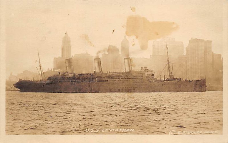SS Leaviathan United States Line Real Photo Writing on back, missing stamp 