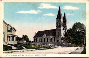 St. Michael's Catholic Church Hudson MA Vintage Postcard R75