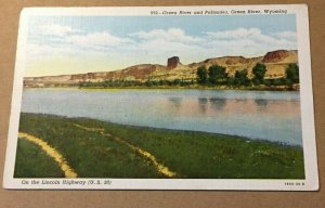 VINTAGE UNUSED .01 LINEN POSTCARD GREEN RIVER & PALISADES, GREEN RIVER, WYOMING