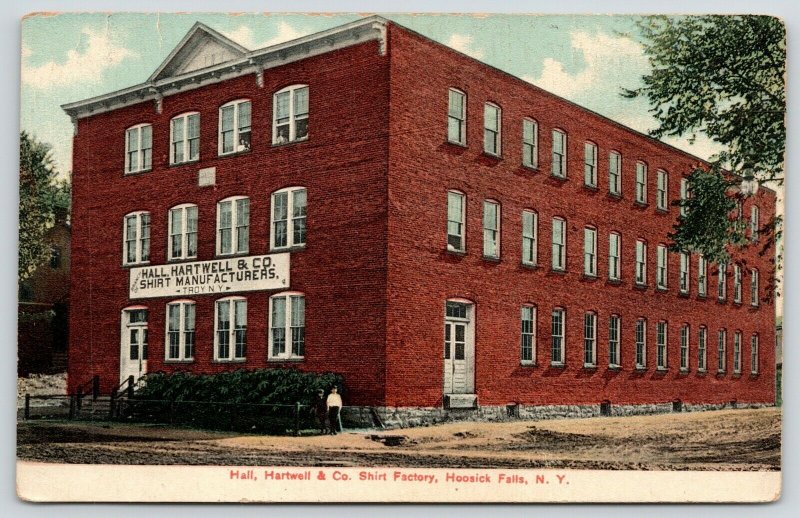 Hoosick Falls New York~Hall Hartwell & Co~Shirt Factory Branch~Boys Outside~1910 