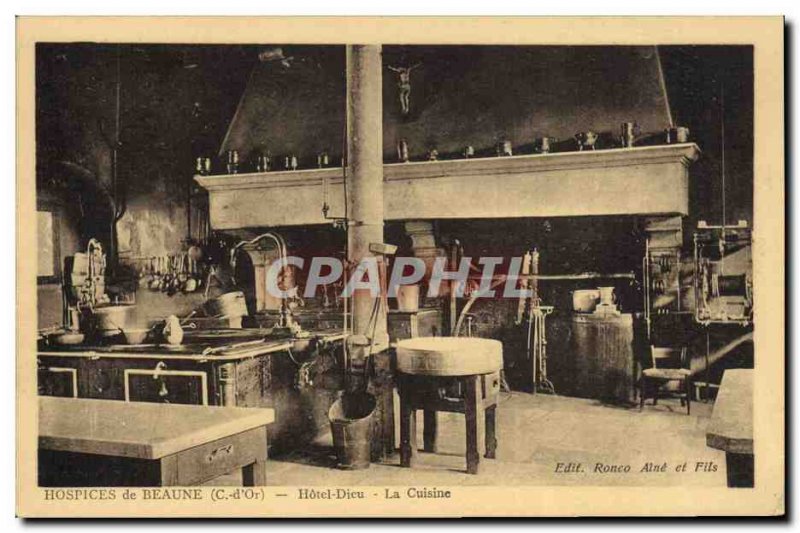 Postcard Old Kitchen Beaune Hospices Hotel Dieu