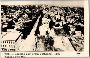 RPPC Looking East from Cathedral Kansas City MO Vintage Postcard A38