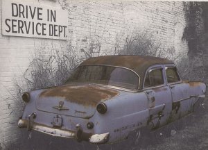 Nottingham Car As Disaster Banger Drive In Photo Art 1980s Postcard