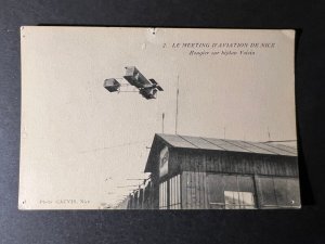 Mint France RPPC Postcard The Nice Aviation Meeting Rougier on Voisin Biplane