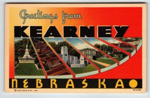 Greetings From Kearney Nebraska Postcard Large Big Letter City Curt Teich Unused