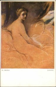 F Zmurko Beautiful Woman Nude Fine Art Zuzanna c1910 Vintage Postcard