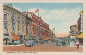 Postcard Center Street Looking North Reno Nevada NV