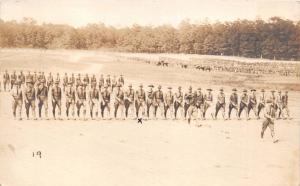 U.S ARMY WW1 BATALLION PASSING REVIEW BY COLONEL W J MAYO REAL PHOTO POSTCARD