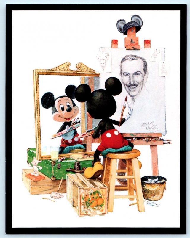 Walt Disney MICKEY SELF PORTRAIT Mickey Mouse Painting  5½x7 Postcard 