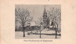 Englewood New Jersey First Presbyterian Church in Winter Postcard AA71193