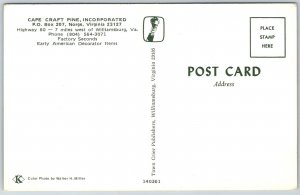 Norge Virginia 1960s Postcard Cape Craft Pine Inc Factory Shop American Decor