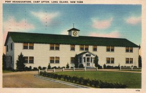 Vintage Postcard 1944 Post Headquarters Camp Upton Long Island New York NY