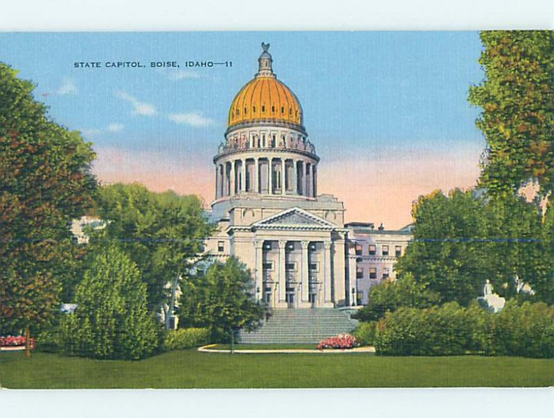 Unused Linen CAPITOL BUILDING Boise Idaho ID p0928