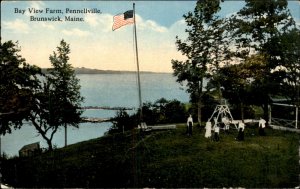 Brunswick Maine Pennellville Bay View Farm c1900-20s Vintage Postcard