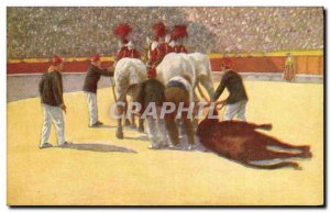 Old Postcard Bullfight Bullfight Arrastre