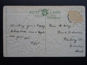 Christmas Greetings A MERRY CHRISTMAS - Old Embossed Postcard