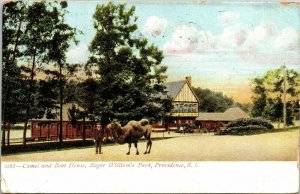 2186 Camel and Boat House Roger William’s Park Providence RI Postcard PM 