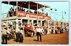 FORT MADISON, Iowa IA ~ TRI STATE RODEO Championship c1960s Cowboys Postcard