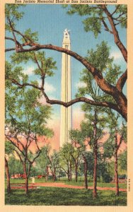 Houston TX-Texas, San Jacinto Memorial Shaft Battleground Army Vintage Postcard