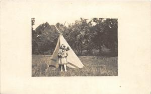 F62/ Native American Indian Photo RPPC Postcard c1910 Tepee Child Costume 13