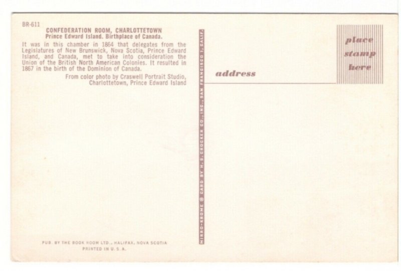 Confederation Chamber, Province House, Charlottetown, PEI, Chrome Postcard #2