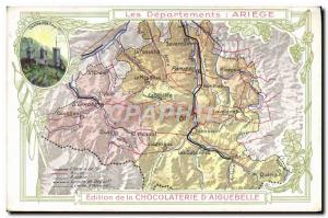 Old Postcard geographical maps of Chocolaterie & # 39Aiguebelle Ariege Chatea...