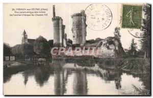 Old Postcard Mehun sur Yevre panoramic view of the ruins of the old castle of...