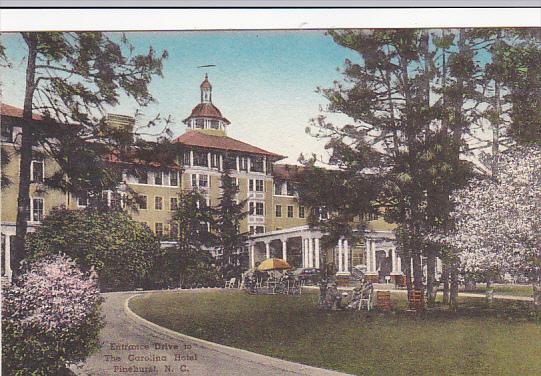 North Carolina Pinehurst Entrance To The Carolina Hotel Handcolored Albertype