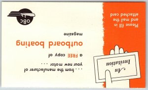 Outboard Boating Magazine 1950s Advertising Postcard Motorboat
