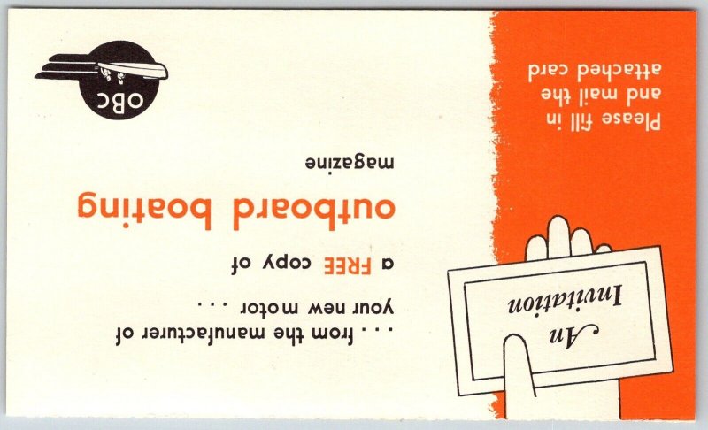 Outboard Boating Magazine 1950s Advertising Postcard Motorboat