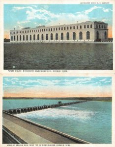 IA, Iowa  KEOKUK DAM & POWERHOUSE~Mississippi River Power *Two* 1920's Postcards