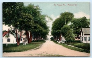 NORTH ANSON, Maine ME ~ MADISON STREET Scene 1914 Somerset County Postcard