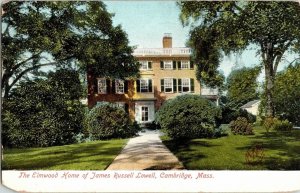 Elmwood Home James russell Lowell Cambridge Mass Antique Postcard PM 1c Stamp 