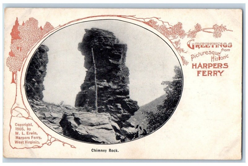 Harpers Ferry West Virginia W VA Postcard Greeting Picturesque Chimney Rock 1910