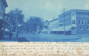 Lancaster NH Main Street Storefronts Horse & Wagons 1906 Real Photo Postcard