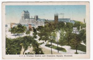 CPR WIndsor Station Dominion Square Montreal Quebec Canada 1927 postcard