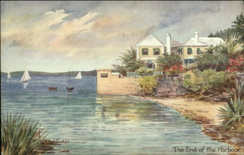 Ethel Tucker Bermuda Card/Postcard #31 The End of the Harbour c1930 