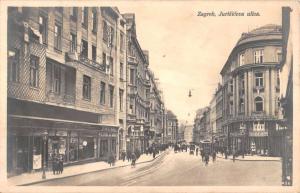 Zagreb Croatia Busy Street Scene Real Photo Antique Postcard K10890