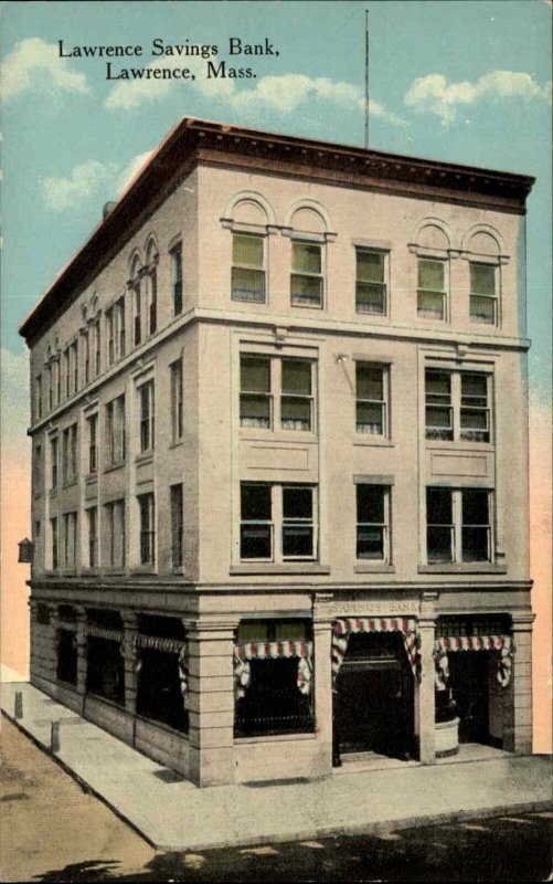 Lawrence Mass MA Lawrence Savings Bank c1910 Vintage Postcard