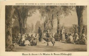 Time of relaxation at the mission of Bessou Oubanghi Central Africa postcard