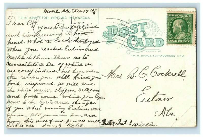 C.1910 Post Office Downtown Meridian Mississippi Vintage Postcard P109