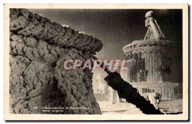 Postcard Modern L & # 39observatoire the Puy de Dome in the frost
