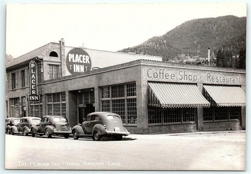 VTG Postcard RPPC Real Photo Idaho Springs CO Sanborn Placer Inn Car Coffee A5